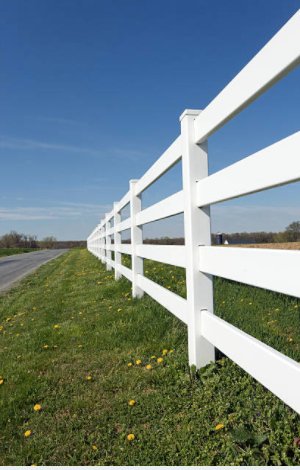 White vinyl farm style fence